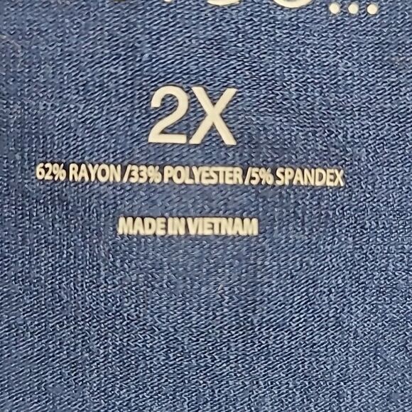 Women’s Plus Size Tank Top 2X Blue Knit Comfy Scoop Neck Sleeveless Fitness Tee - Picture 5 of 7